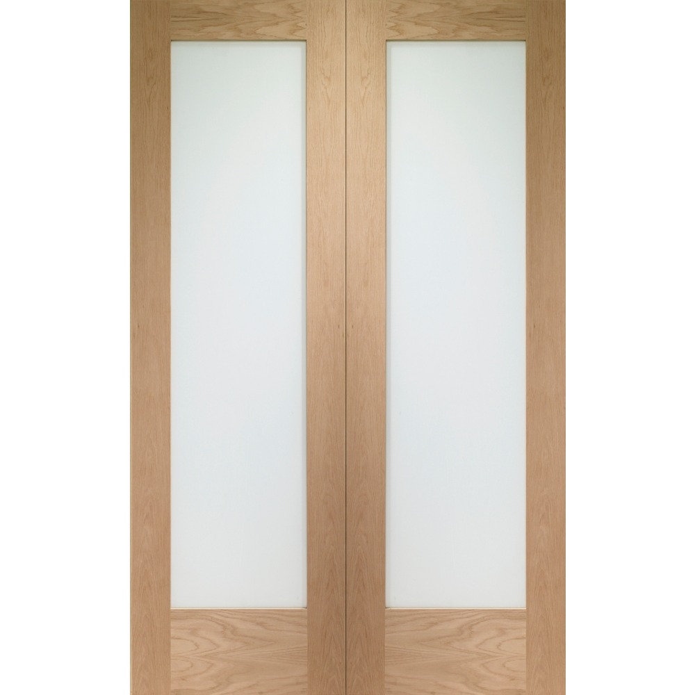 Internal Oak Pattern 10 Rebated Door Pair with Obscure Glass